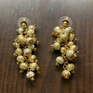 Joan Rivers festive gold and engraved silver colored bead grape vine earrings